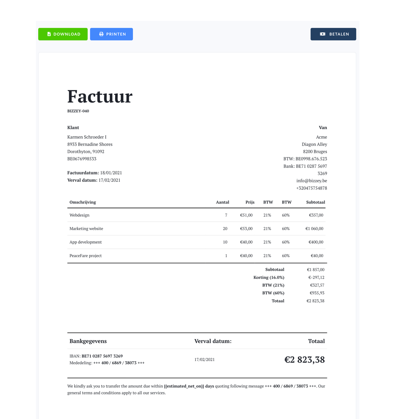 Maak <mark data-aos="highlight-text" data-aos-delay="250">professionele facturen</mark> om je verkoop te verhogen.