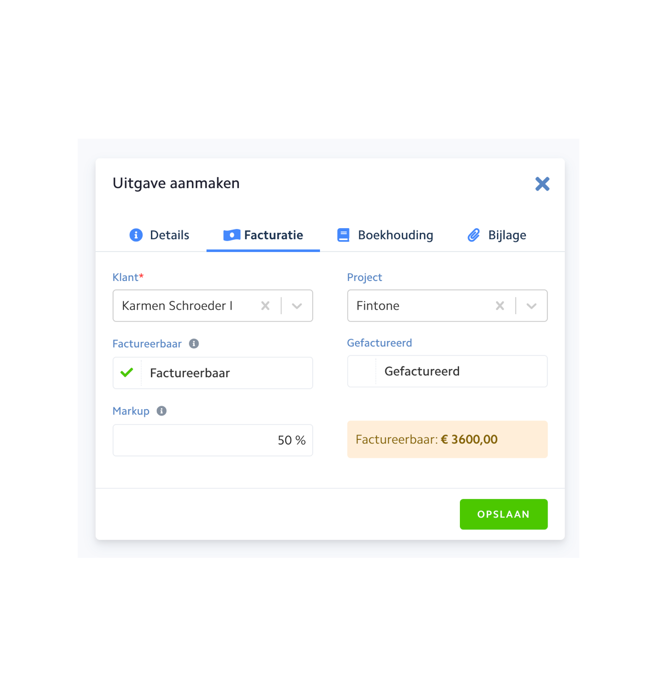 Voeg factureerbare uitgaven toe