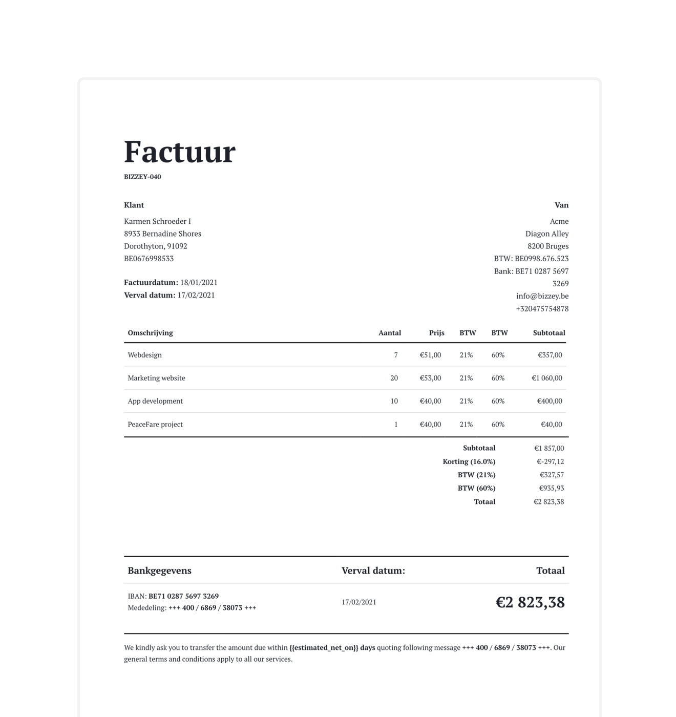 <mark data-aos="highlight-text" data-aos-delay="250" class="aos-init aos-animate">Creëer professionele</mark> facturen